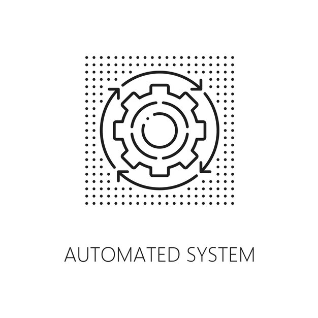 Vector icono de contorno del sistema automatizado señal de engranaje giratorio