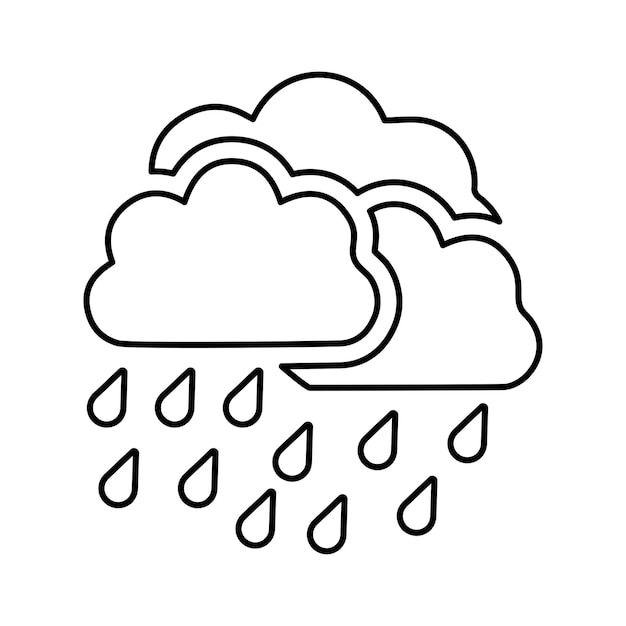 Icono del contorno del tiempo de la nube de lluvia Vector de arte de línea