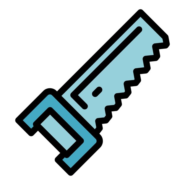 El icono del contorno del vector de la sierra de mano El yeso de la pared de cemento El color de la pila de cemento es plano