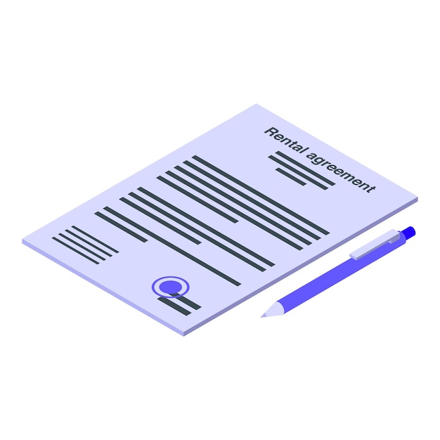 Icono de contrato de alquiler Isométrico del icono de vector de contrato de alquiler para diseño web aislado sobre fondo blanco