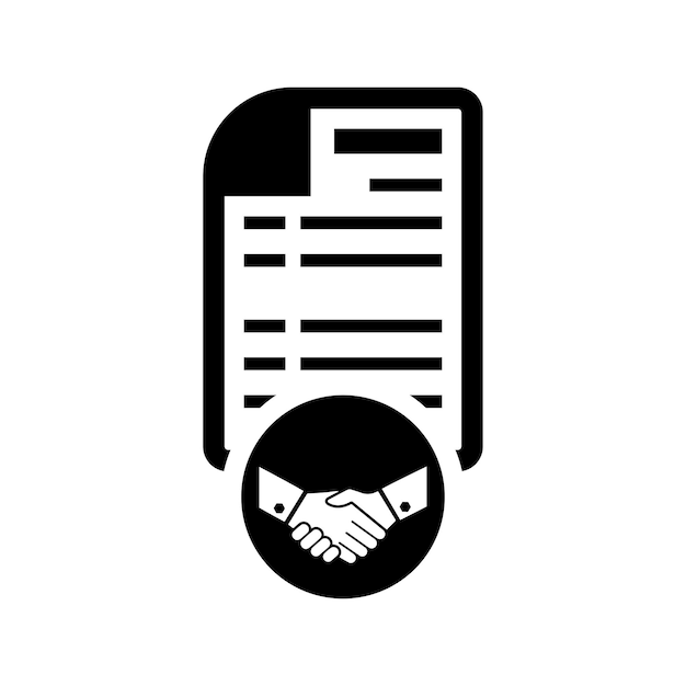 Icono de contrato de aprobación del acuerdo Diseño vectorial negro