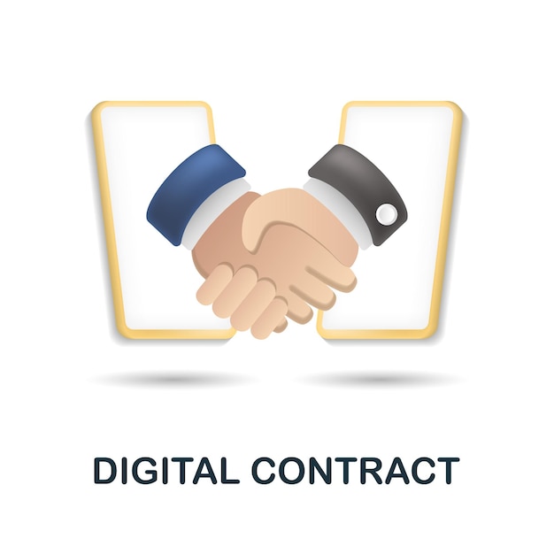 Ícono de contrato digital Ilustración 3d de la colección fintech Ícono 3d de contrato digital creativo para infografías de plantillas de diseño web y más