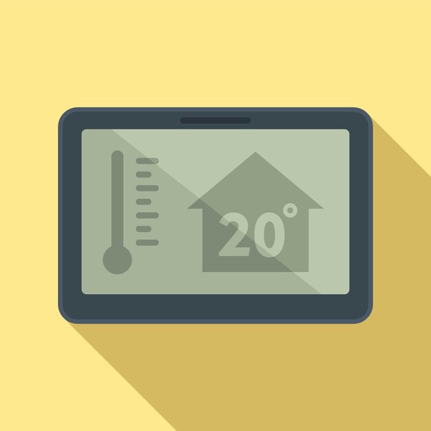 Icono de control de clima doméstico de tableta Ilustración plana del icono de vector de control de clima doméstico de tableta para w