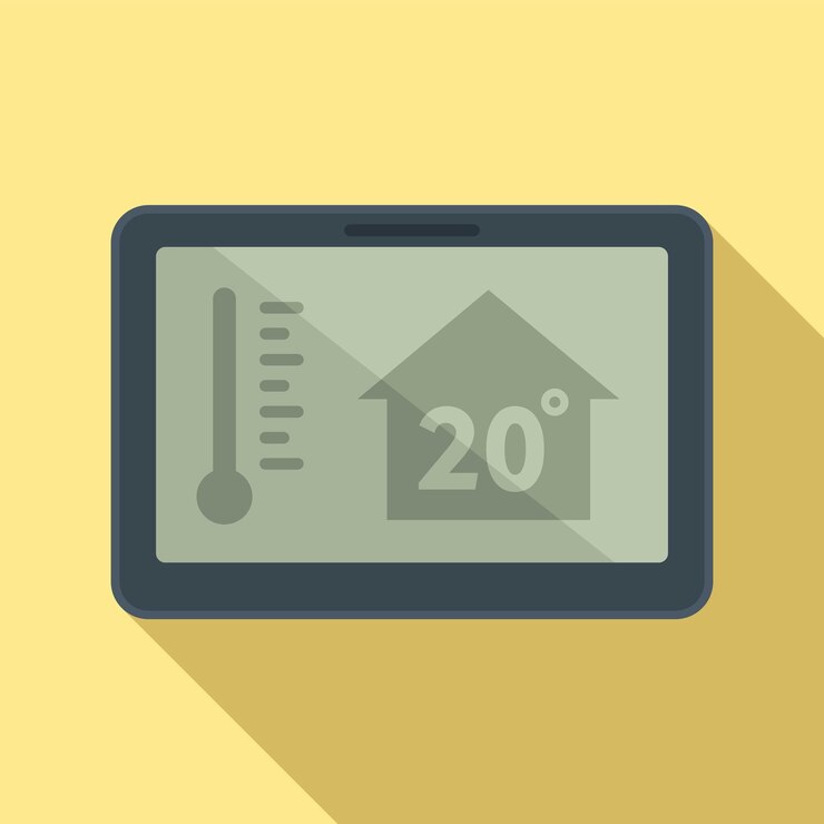 Vector icono de control de clima doméstico de tableta ilustración plana del icono de vector de control de clima doméstico de tableta para w