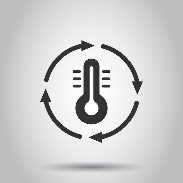 Icono de control de clima de termómetro en estilo plano Ilustración de vector de equilibrio de meteorología sobre fondo blanco aislado concepto de negocio de temperatura fría caliente