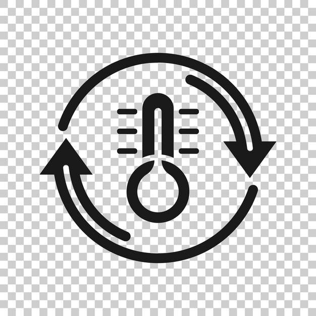 Vector icono de control de clima del termómetro en estilo plano ilustración vectorial de equilibrio meteorológico en fondo blanco aislado concepto de negocio de temperatura fría y caliente