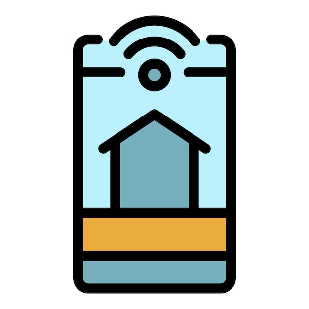 Icono de control del hogar del teléfono inteligente Contorno del icono del vector del control del hogar del teléfono inteligente color plano aislado