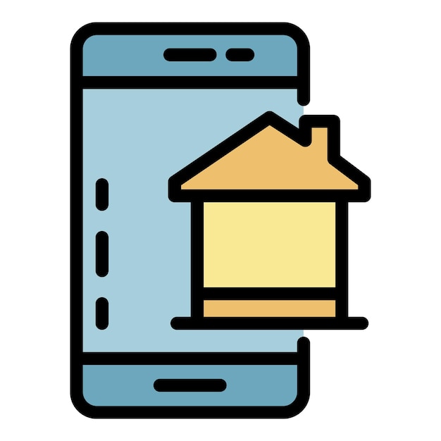 Icono de control del hogar del teléfono inteligente Contorno del icono del vector del control del hogar del teléfono inteligente color plano aislado