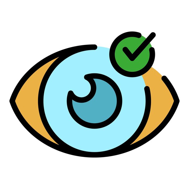 Icono de control de ojos Contorno del icono del control de ojos vectorial color plano aislado