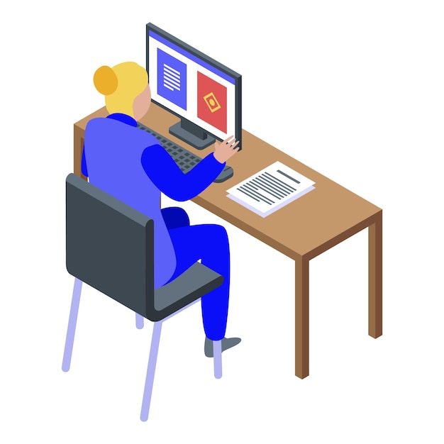 Icono de control de pasaportes informáticos Isométrico del icono de vector de control de pasaportes informáticos para diseño web aislado en fondo blanco