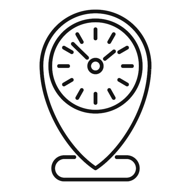 Icono de control de ubicación de tiempo vector de contorno Reloj de trabajo Equipo escolar