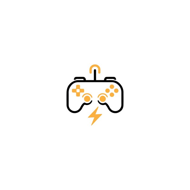 Icono de controlador de juegos creativo con rayo y símbolo de energía contra fondo blanco