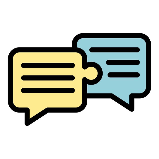 Icono de conversación de chat de colaboración de negocios Esbozo de conversación del chat de cooperación de negocios Icono vectorial de color plano aislado