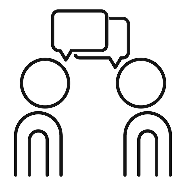 Icono de conversación del cliente Icono de vector de conversación del cliente de contorno para diseño web aislado sobre fondo blanco