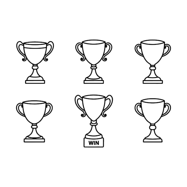 El icono de la copa establece el vector de silueta sobre un fondo blanco