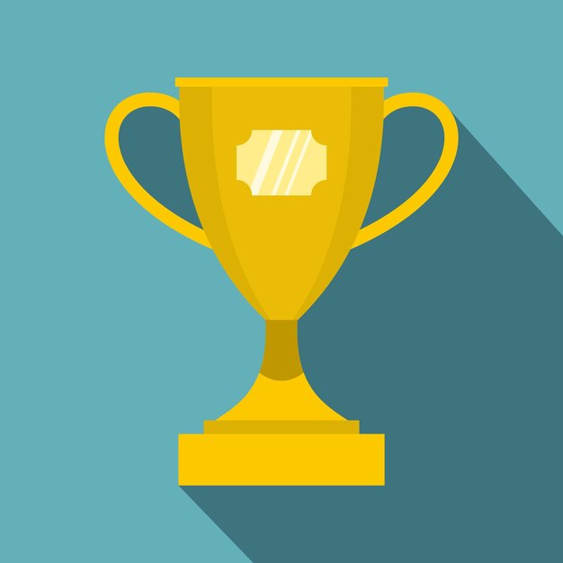 El icono de la copa de oro del ganador Ilustración plana del icono vectorial de la copa del ganador para la web aislado en un fondo azul bebé