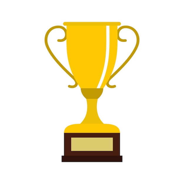 El icono de la copa de oro ganadora en estilo plano aislado en la ilustración vectorial de fondo blanco