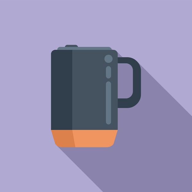 El icono de la copa térmica de la tapa es un vector plano La taza de café Viaje de la botella