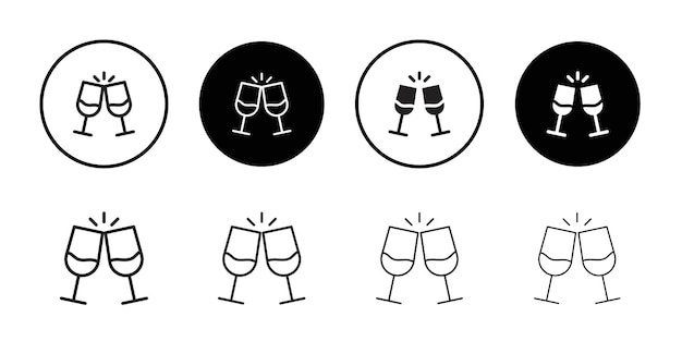 El icono de las copas de champán Line Art Set de logotipos