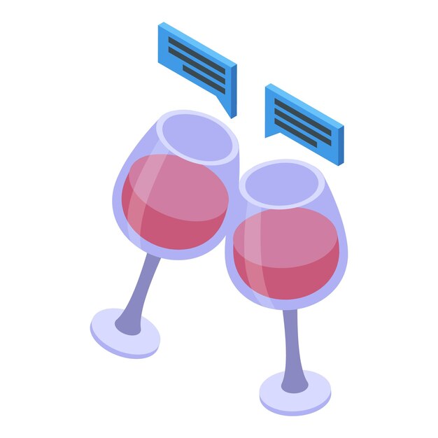 Icono de copas de vino vector isométrico Tostadas de vidrio Saludos copa de vino