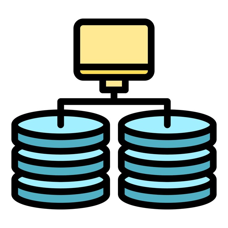 Vector icono de copia de seguridad de base de datos contorno icono de vector de copia de seguridad de base de datos para diseño web aislado en color de fondo blanco plano