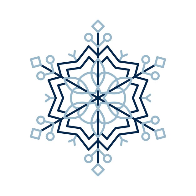 Icono de copo de nieve de arte de línea de invierno, colorido adorno de invierno