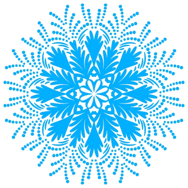 Icono de copo de nieve azul aislado sobre fondo blanco. mandala ornamental redonda.