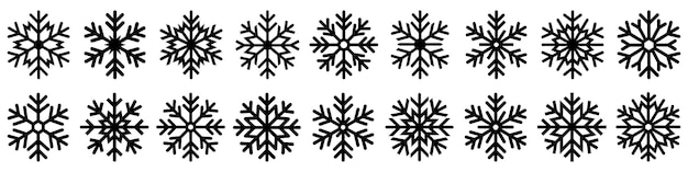 Icono de copo de nieve Conjunto de íconos lineales de copos de nieve Decoración navideña