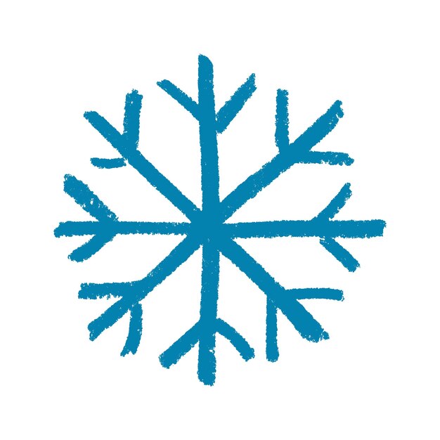 El icono del copo de nieve está hecho de lápiz de colores azul