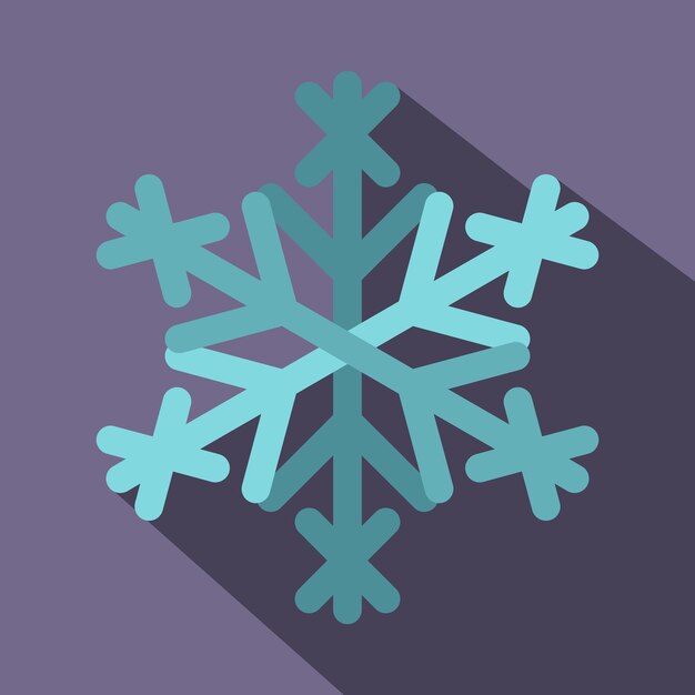 Icono de copo de nieve en estilo plano con largas sombras