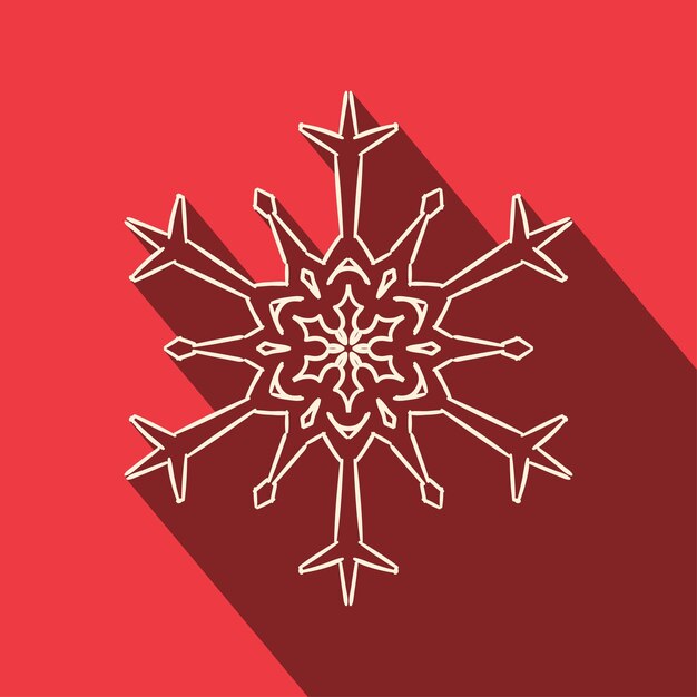 Vector icono de copo de nieve de filigrana de larga sombra