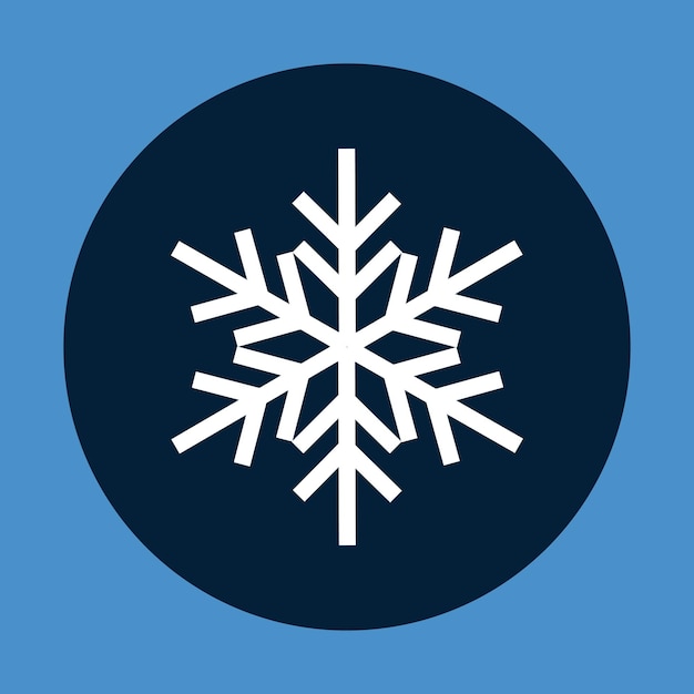 Icono de copo de nieve en fondo azul Diseño plano Ilustración vectorial