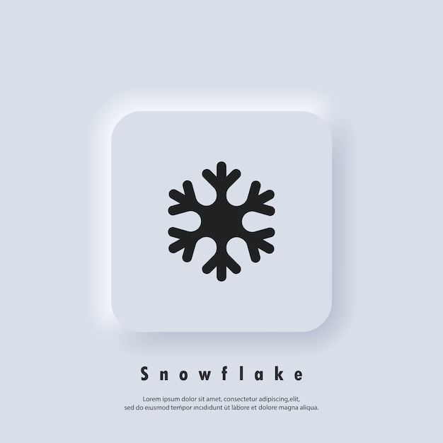 Icono de copo de nieve. Logotipo de copo de nieve Tema de Navidad e invierno. Vector EPS 10. Botón de web de interfaz de usuario blanco Neumorphic UI UX. Neumorfismo