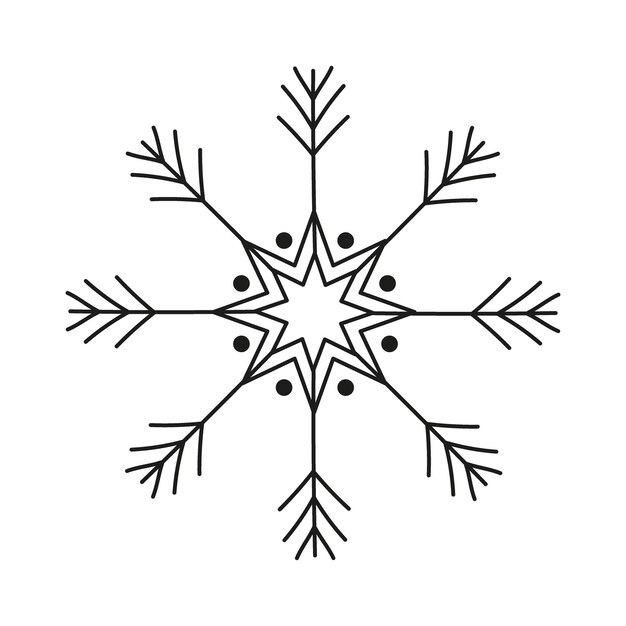 Icono de copo de nieve negro aislado sobre fondo blanco Elemento de diseño de Navidad y año nuevo congelado
