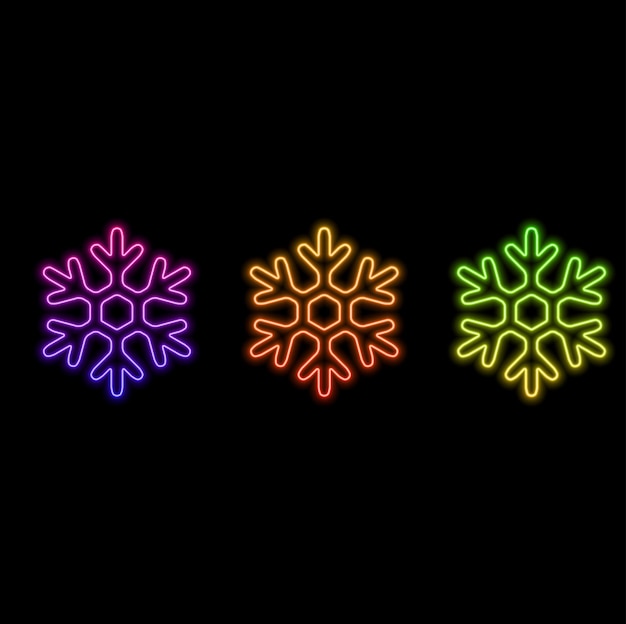 El icono de copo de nieve negro el logotipo de la copo de Nieve el signo del copo de neve el vector del estilo de neón