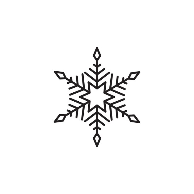 Icono de copo de nieve nieve en el invierno ilustración negra plana simple