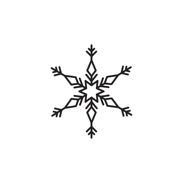 Icono de copo de nieve Nieve en el invierno Ilustración negra plana simple