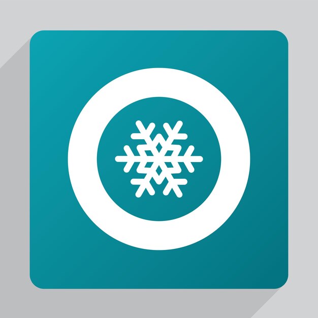 Icono de copo de nieve plano, blanco sobre fondo verde