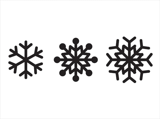 Icono de copo de nieve. Silueta negra aislada. Navidad e invierno ilustración vectorial