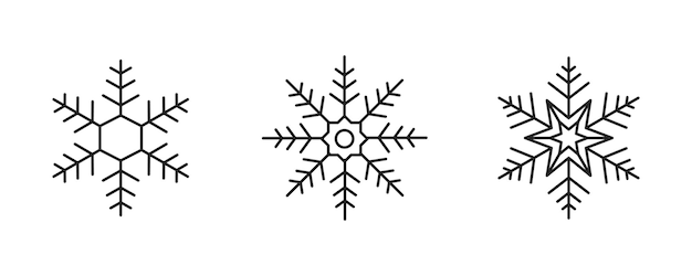 Icono de copo de nieve Símbolo de línea de copo De nieve Icono de invierno Conjunto de copos de nieve Trazado editable