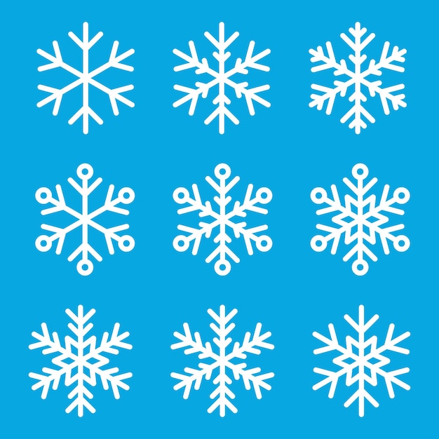 Icono de copo de nieve sobre fondo azul.