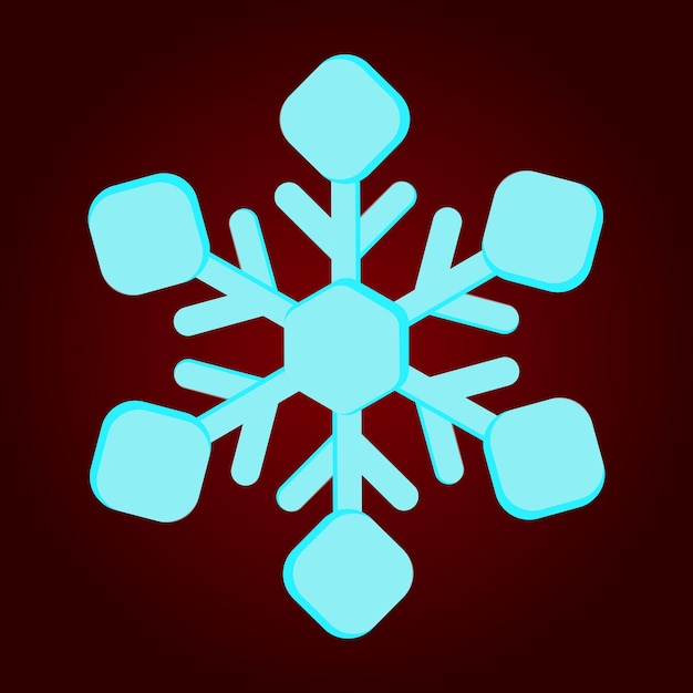 Icono de copo de nieve Vector icono de degradado azul sobre fondo rojo