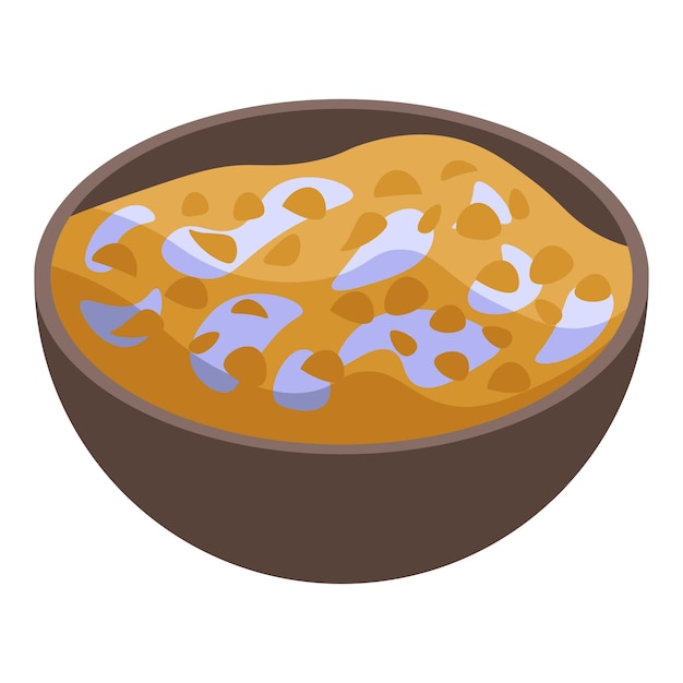 Icono de copos de cereal de leche de tazón Isométrico de icono de vector de copos de cereal de leche de tazón para diseño web aislado sobre fondo blanco