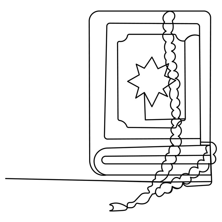 Vector icono del corán continuo un dibujo de línea contorno ilustración vectorial