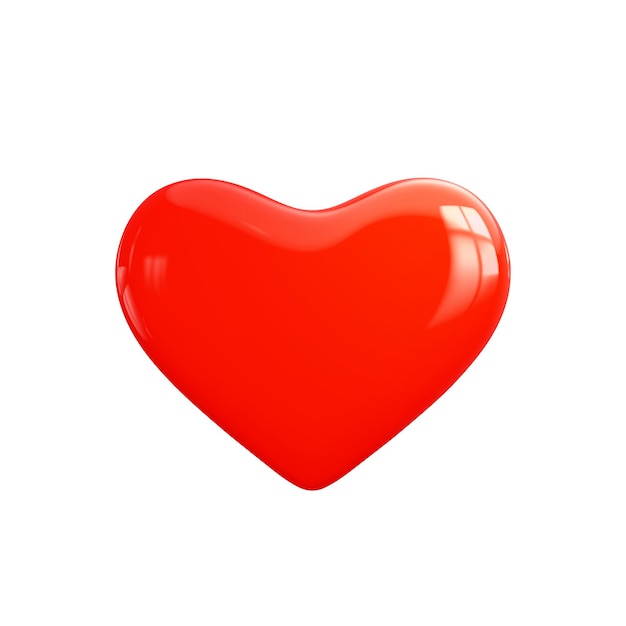 Icono de corazón 3D brillante de estilo realista Corazón de plástico de dibujos animados rojo Símbolo de amor para el Día de San Valentín