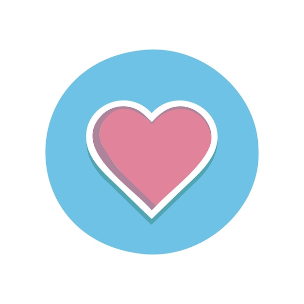 Icono de corazón en círculo azul Símbolo de amor Ilustración vectorial del día de San Valentín.