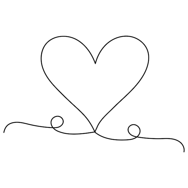 Icono de corazón continuo una línea dibujando ilustración vectorial de contorno
