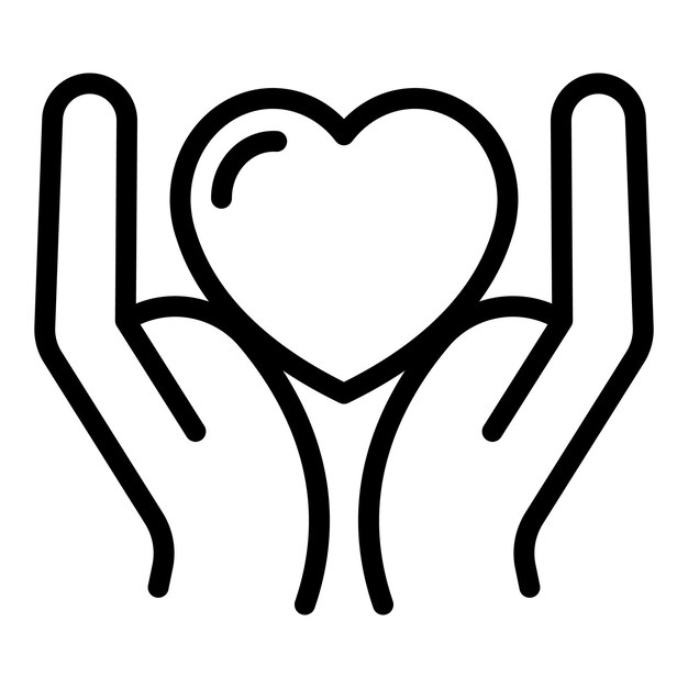 El icono del corazón de cuidado del contorno del icono vectorial del corazón del cuidado del cuidado para el diseño web aislado en fondo blanco