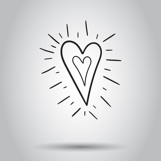 Icono de corazón dibujado a mano Ilustración vectorial en fondo aislado Pictograma de corazón de amor de concepto de negocio