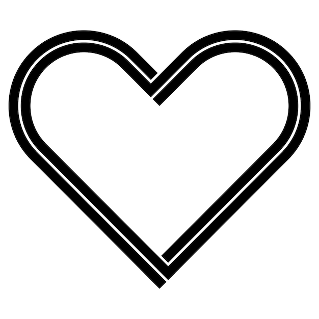 Ícono de corazón de doble línea en negrita ideal para el Día de San Valentín o el romance